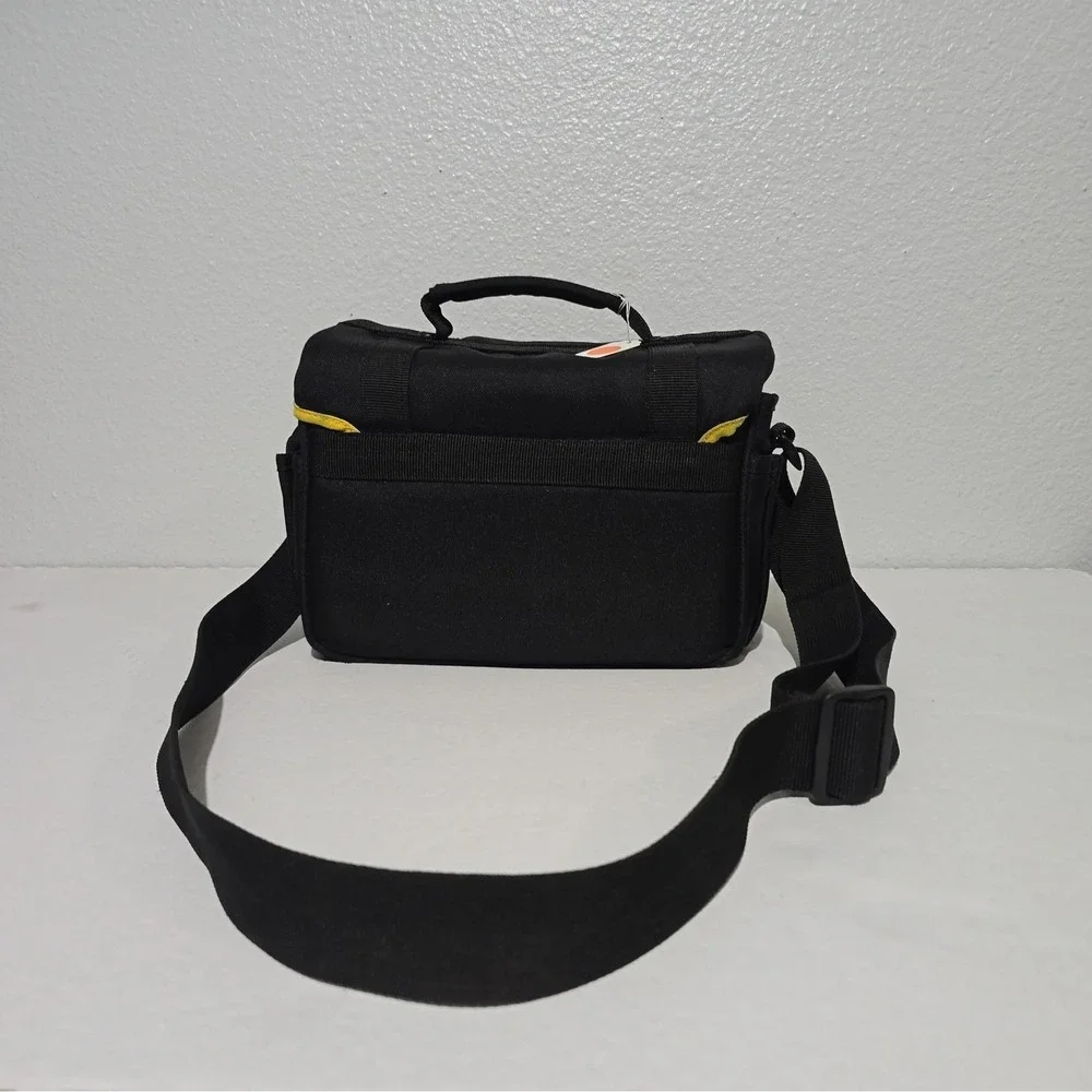 Nikon Camera Bag Adjustable Shoulder Strap Black Yellow Trim